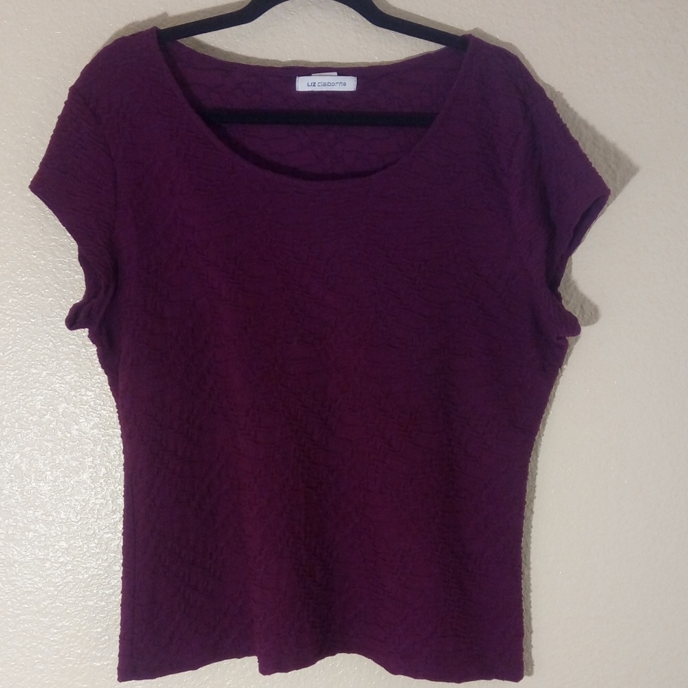 Liz Claiborne Textured Eggplant Stretch Blouse